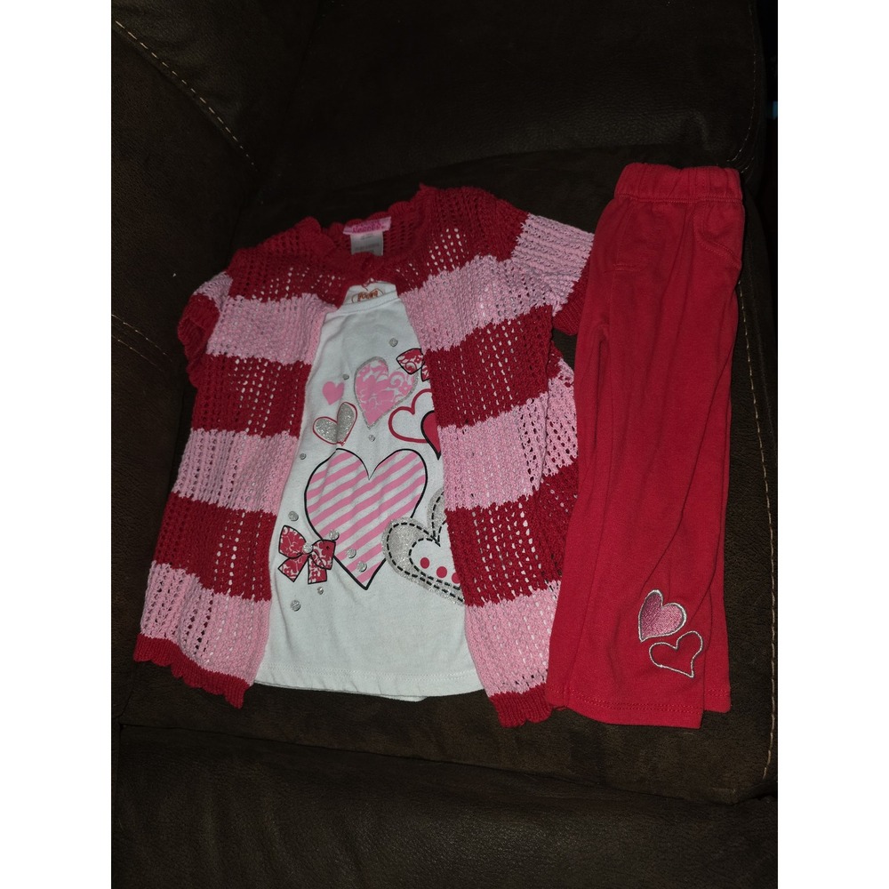 Young hearts valentine's day heart outfit top sweater‎ pants size 4t